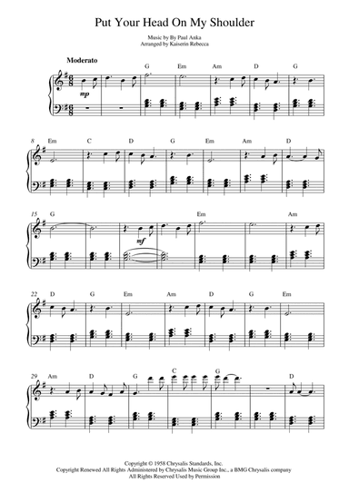 Put Your Head On My Shoulder (arr. Kaiserin Rebecca)