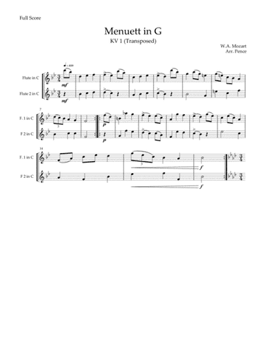 Three Mozart Minuets for Flute Duet (KV1-KV2) (arr. Christopher Pence)