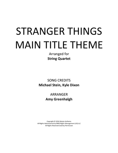 Stranger Things Main Title Theme (arr. Amy Greenhalgh)