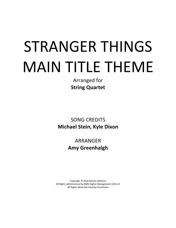 Stranger Things Main Title Theme (arr. Amy Greenhalgh)