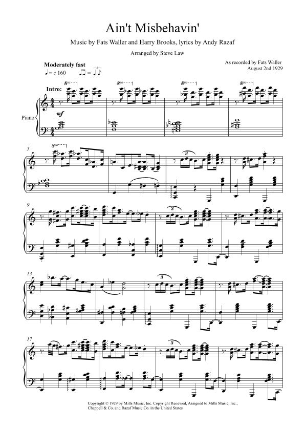Ain't Misbehavin' (arr. Steve Law)