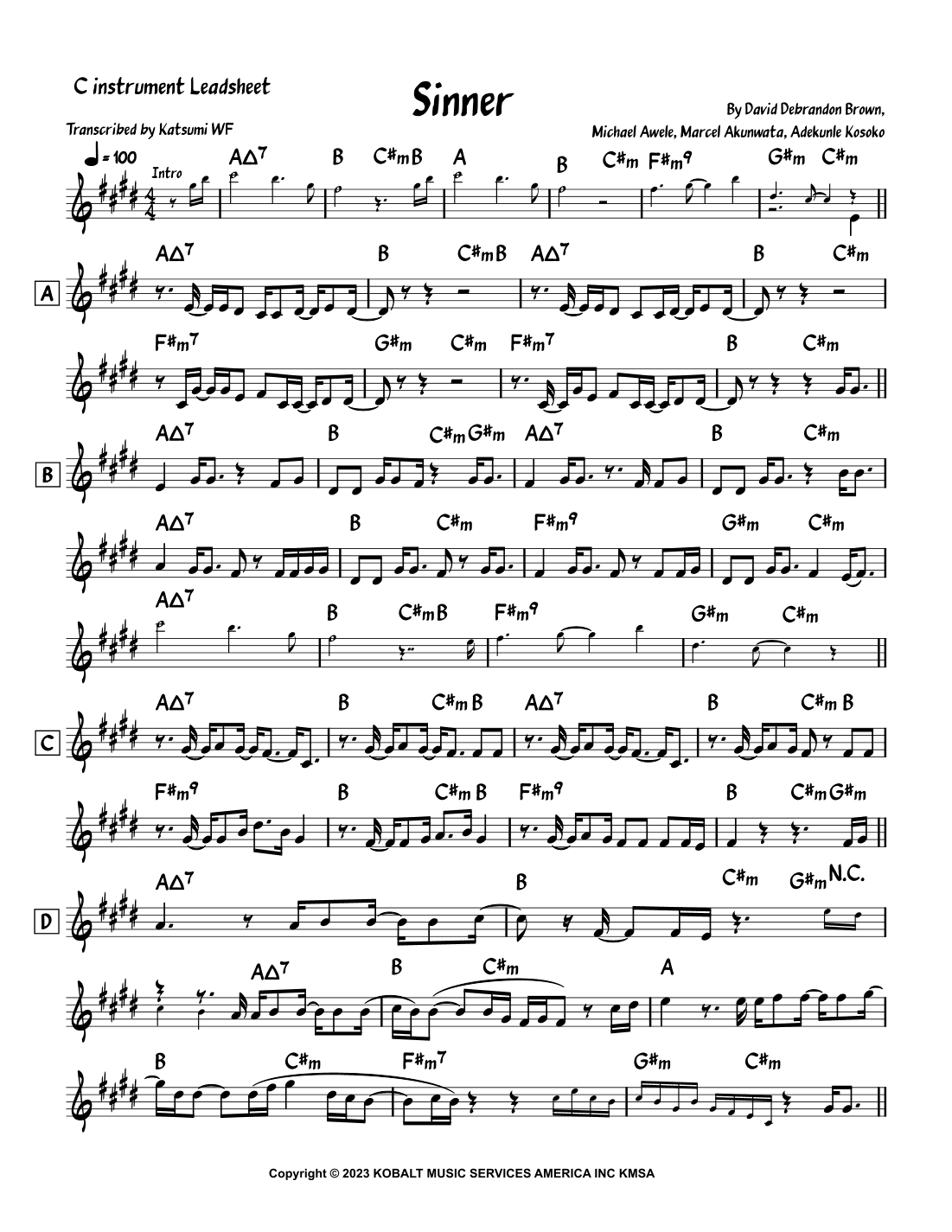 Sinner (arr. Katsumi WF)