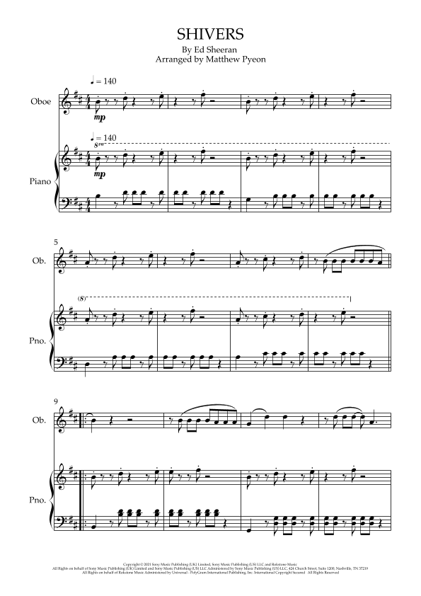 Shivers (arr. Matthew pyeon)