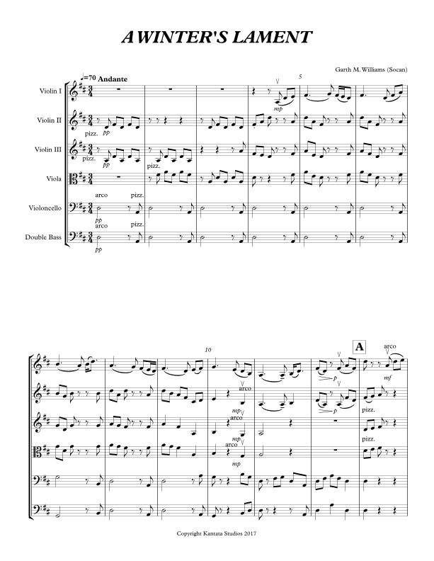 A WINTER'S LAMENT FOR STRING ORCHESTRA (arr. Garth Williams)