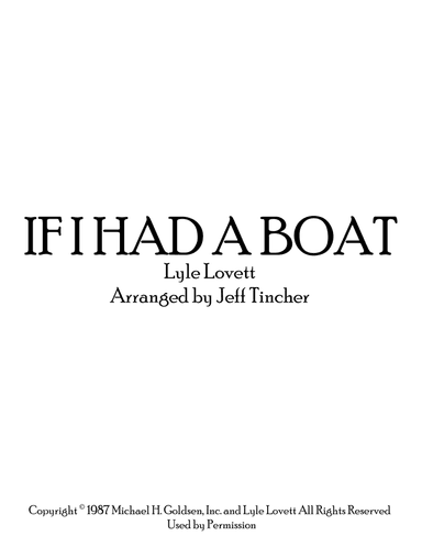 If I Had A Boat (arr. Jeff Tincher)