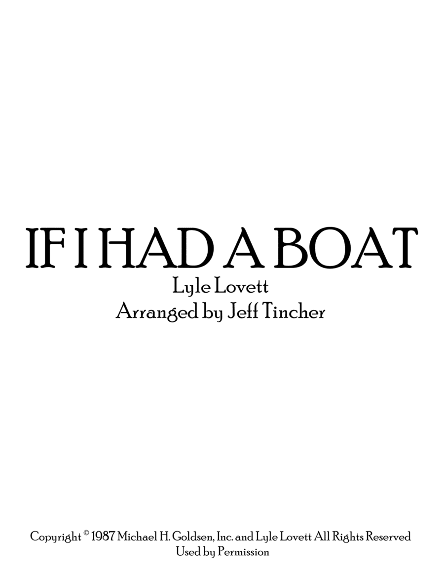If I Had A Boat (arr. Jeff Tincher)