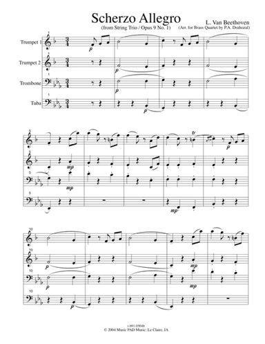 Scherzo Allegro (From String Trio Opus 9 No. 1) by L. Van Beethoven (for mixed brass quartet)