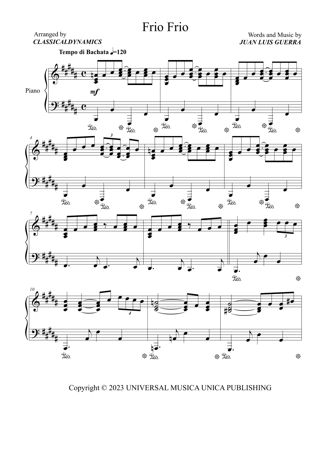 Frio Frio (arr. ClassicalDynamics)