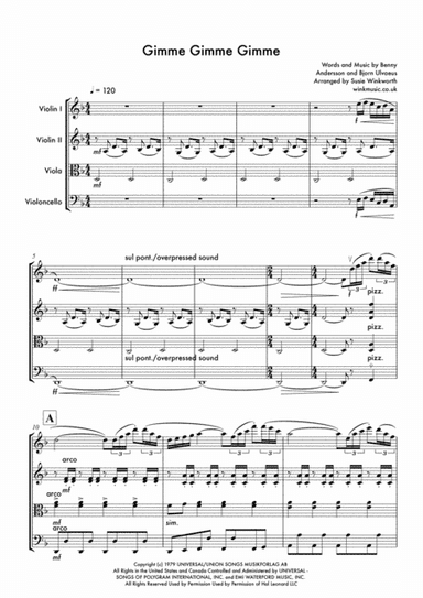 Gimme! Gimme! Gimme! (A Man After Midnight) (arr. Susie Winkworth winkmusic.co.uk)