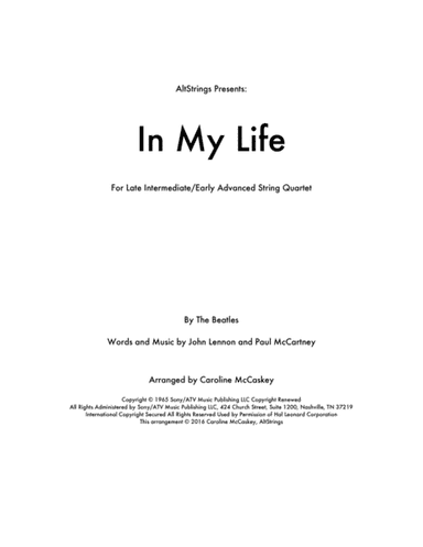 In My Life (arr. Caroline McCaskey)