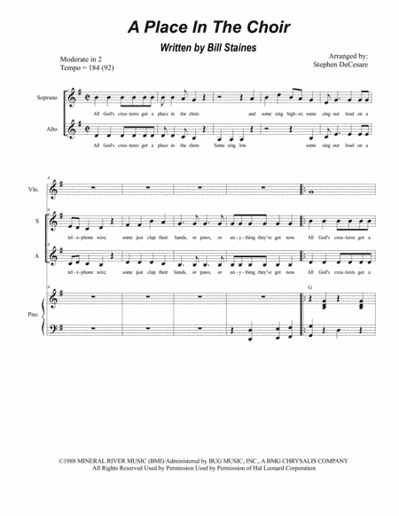 A Place In The Choir (arr. Stephen DeCesare)