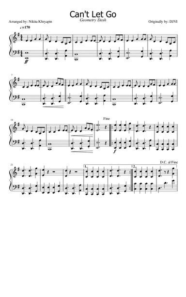 Can't Let Go Geometry Dash Soundtrack - Piano Arrangement (arr. Nikita Khryapin)