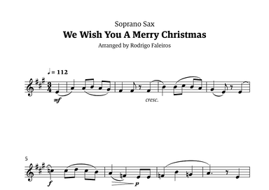 We Wish You a Merry Christmas (for solo soprano sax) (arr. Rodrigo Faleiros)