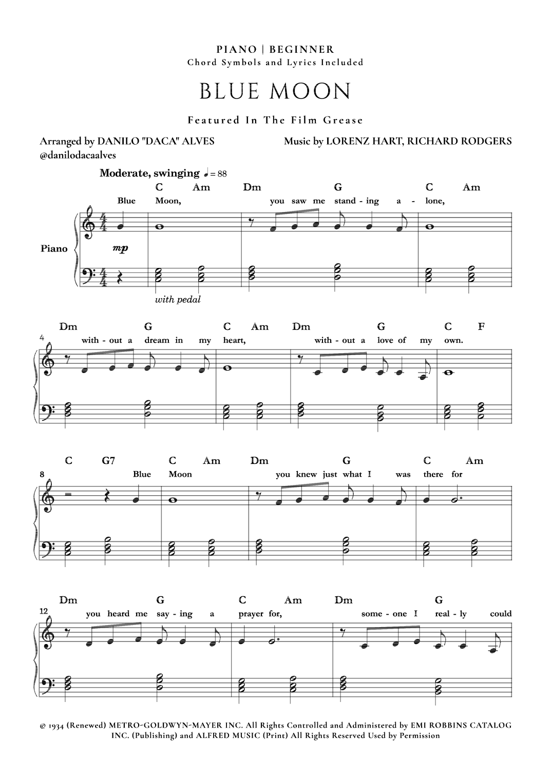 Blue Moon (arr. Danilo "Daca" Alves)