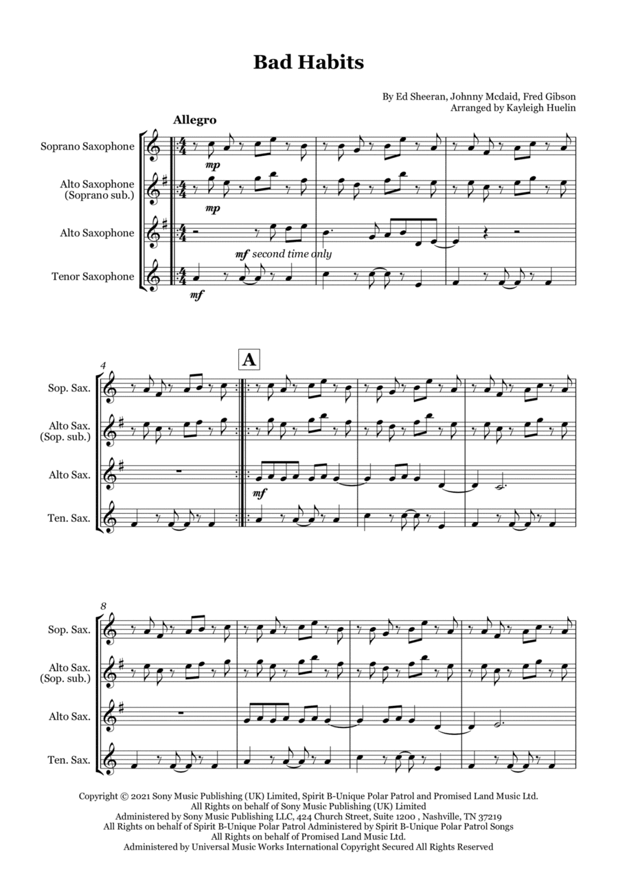 Bad Habits (arr. Kayleigh Huelin)
