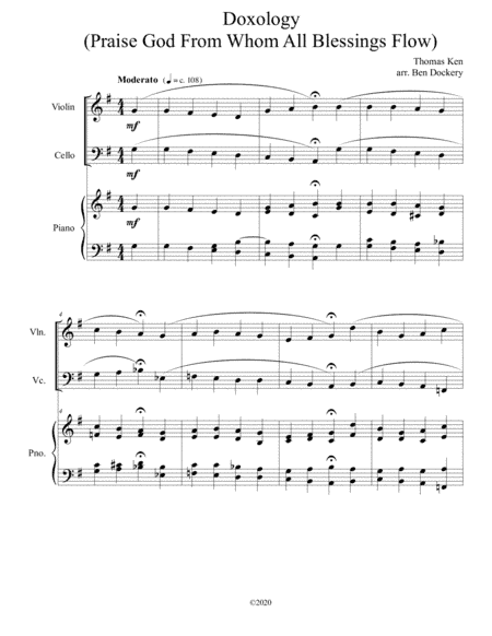Doxology (Jazz Harmonization) for Piano Trio - (Praise God From Whom All Blessings Flow) (arr. Ben Dockery)