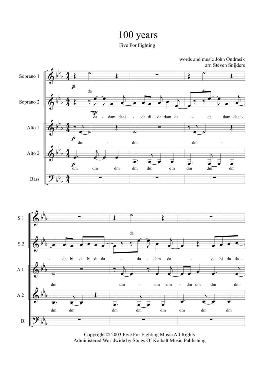 100 Years (arr. Steven Snijders)