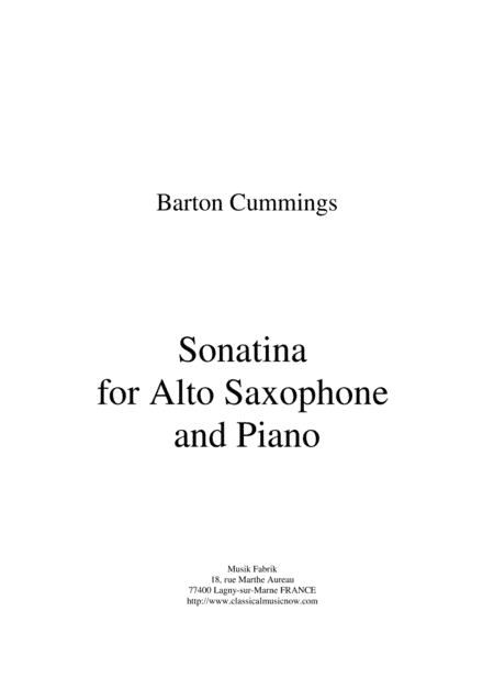 Barton Cummings:  Sonatina for alto saxophone and piano