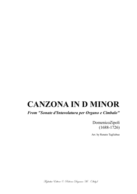 CANZONA IN D MINOR - D. Zipoli - From Sonate d'intavolatura per Organo e Cimbalo (arr. Renato Tagliabue)