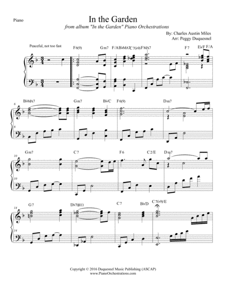 In the Garden (Solo Piano) (arr. Peggy Duquesnel)