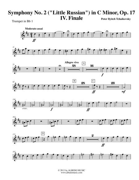 Tchaikovsky Symphony No. 2, Movement IV - Trumpet in Bb 1 (Transposed Part), Op. 17 (arr. Doug Clyde)