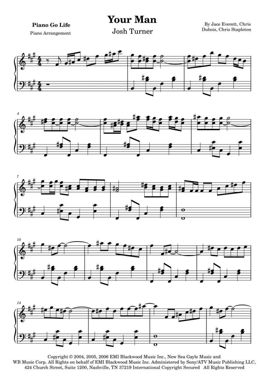 Your Man (arr. Piano Go Life)