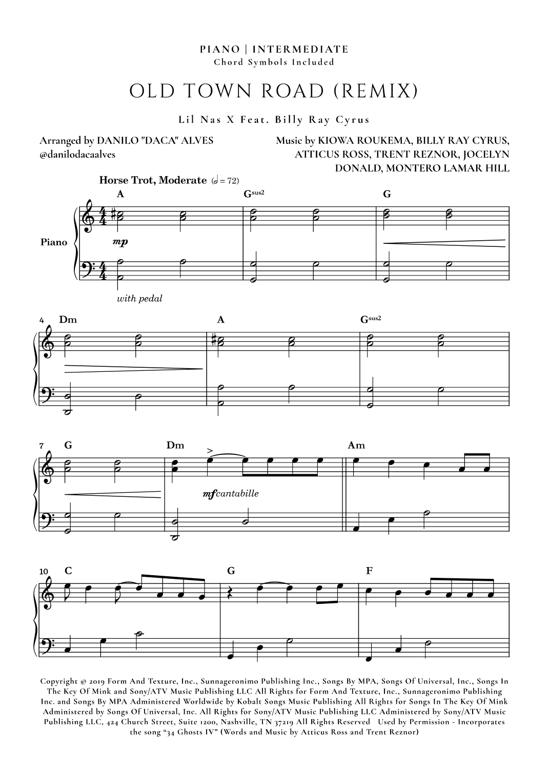 Old Town Road (remix) (arr. Danilo "Daca" Alves)