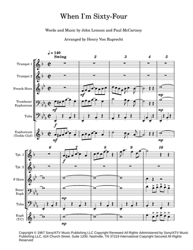 When I'm Sixty-four (arr. Henry Von Ruprecht)