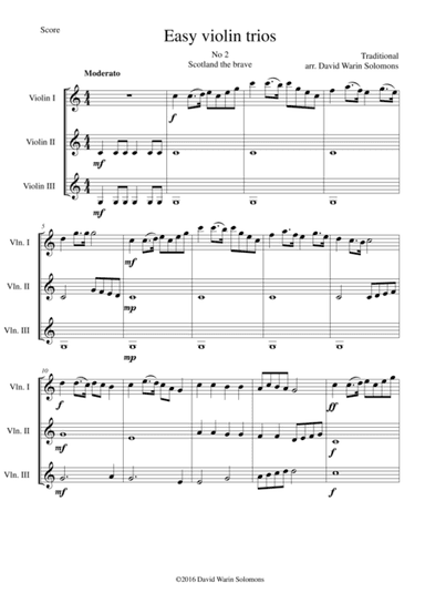 Scotland the brave for violin trio (arr. David Warin Solomons)