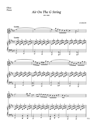 Bach - Air on The G String for Oboe and Piano (Easy Arrangement) (arr. Cássio Silva Chaves)