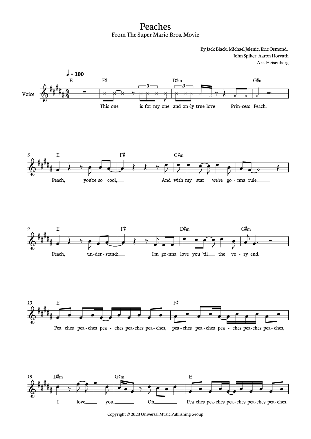 Peaches (arr. Heisenberg)