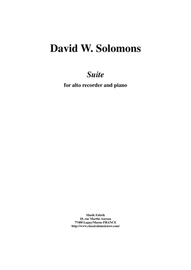 David W. Solomons : Suite for flute and piano
