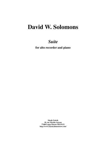 David W. Solomons : Suite for flute and piano