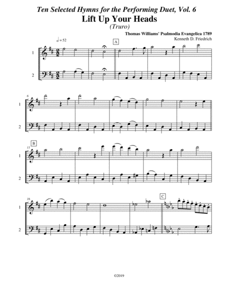 Ten Selected Hymns for the Performing Duet, Vol. 6 - flute and trombone or euphonium (arr. Kenneth D. Friedrich)