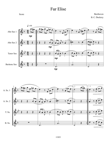 Fur Elise (Sax Quartet) (arr. B. C. Dockery)