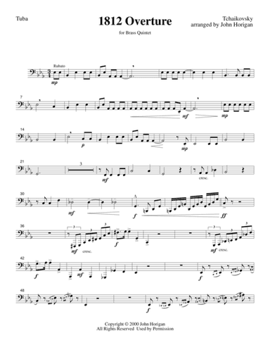 1812 Overture Tuba (for brass quintet) (arr. John R Horigan)