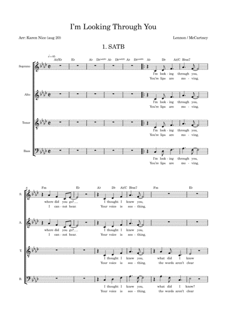 I'm Looking Through You (arr. Karen Nice)