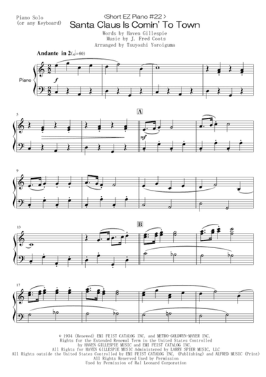 Santa Claus Is Comin' To Town (arr. Tsuyoshi Yoroiguma)