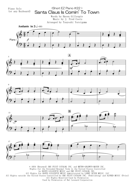 Santa Claus Is Comin' To Town (arr. Tsuyoshi Yoroiguma)