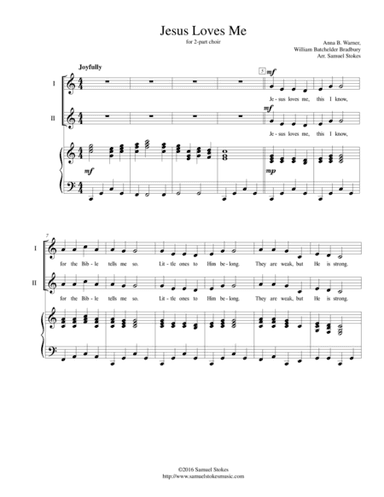 Jesus Loves Me - for 2-part choir with piano accompaniment (arr. Samuel Stokes)