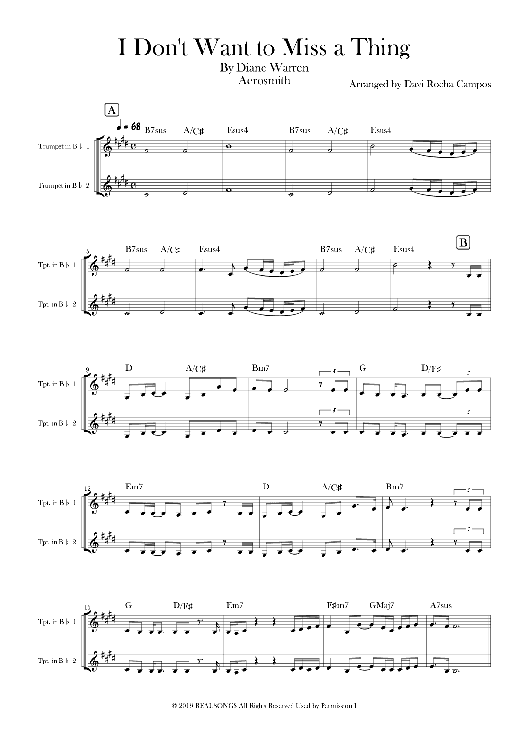 I Don't Want To Miss A Thing (arr. Davi Rocha Campos)