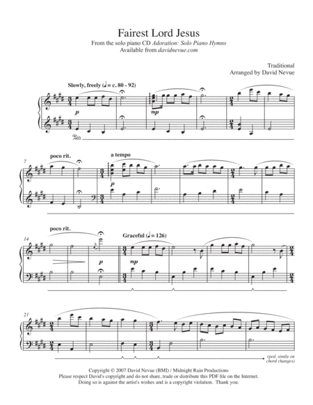 Fairest Lord Jesus (arr. David Nevue)