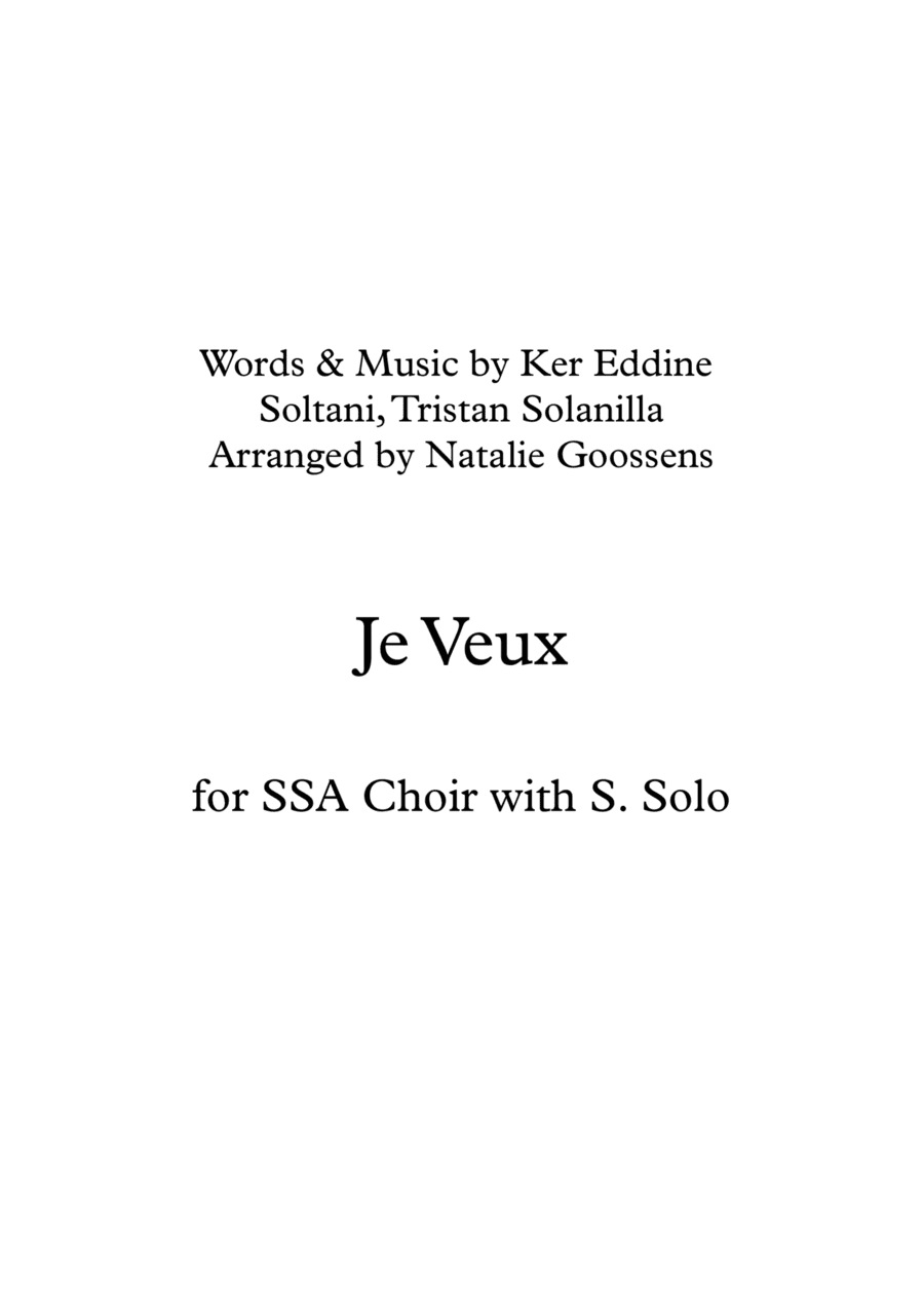 Je Veux (arr. Natalie Goossens)