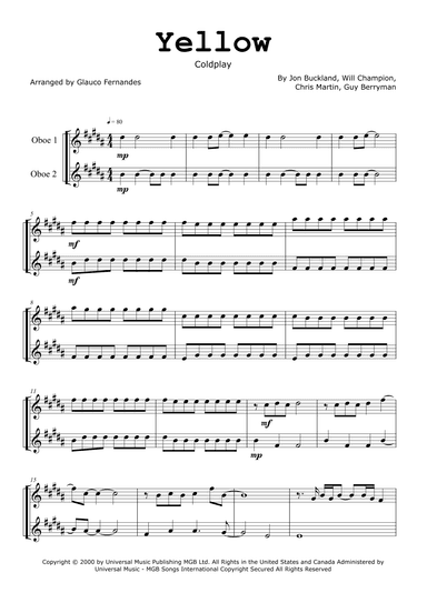 Yellow (arr. Glauco Fernandes)