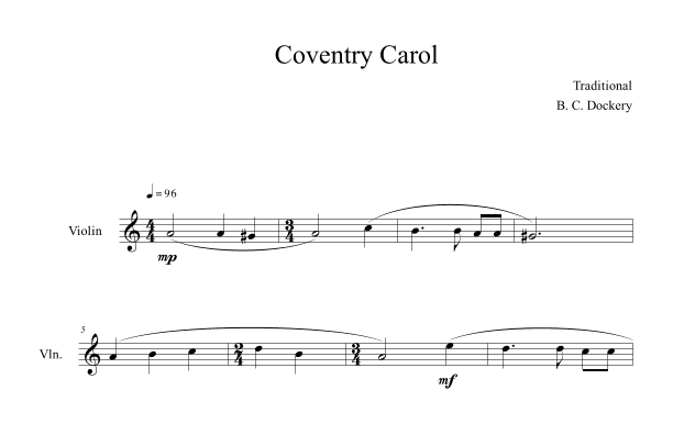 Coventry Carol (Violin Solo) (arr. B. C. Dockery)