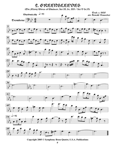 Shakespearean Music for Brass Quintet - 2. Greensleeves - The Merry Wives of Windsor / Romeo and Jul (arr. Donald Rauscher / Transcribed by R.R. Cardo)