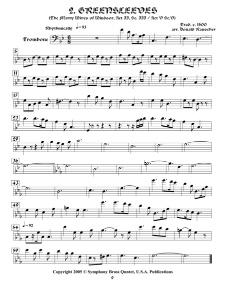Shakespearean Music for Brass Quintet - 2. Greensleeves - The Merry Wives of Windsor / Romeo and Jul (arr. Donald Rauscher / Transcribed by R.R. Cardo)