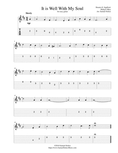 It is Well With My Soul - for easy guitar with TAB (arr. SamuelStokesMusic.com)