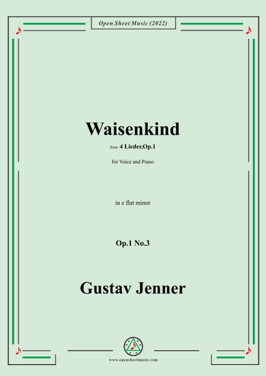 Jenner-Waisenkind,in e flat minor,Op.1 No.3,from '4 Lieder,Op.1' (arr. OSM Press)