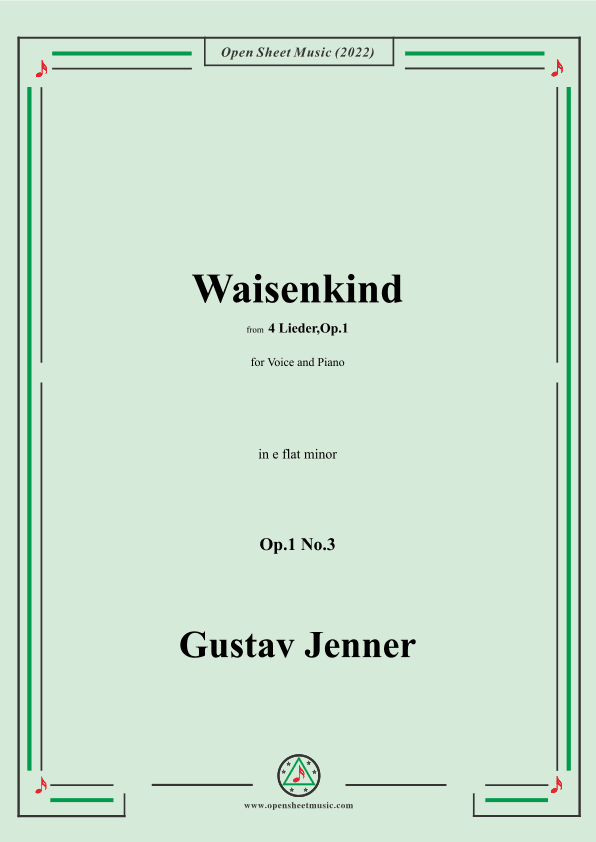 Jenner-Waisenkind,in e flat minor,Op.1 No.3,from '4 Lieder,Op.1' (arr. OSM Press)